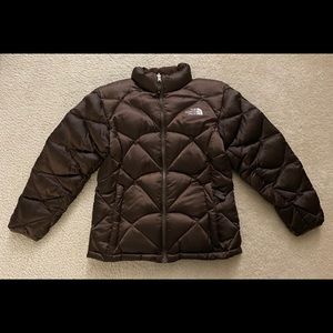 The North Face chocolate brown 550 jacket